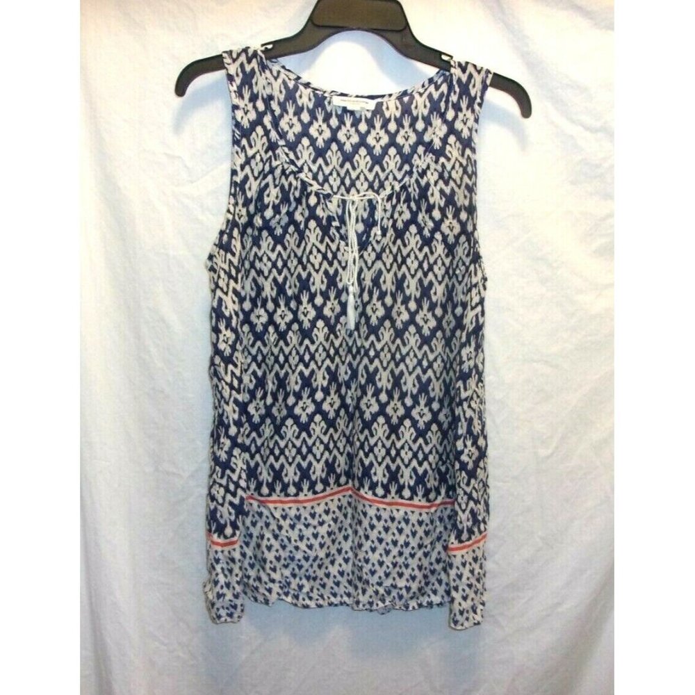 Beach Lunch Lounge Blue White Orange Geometric Tank Top Boho Hippie S